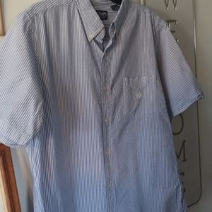 Chaps large white and Blue stripe men's short sleeve shirt New without tag